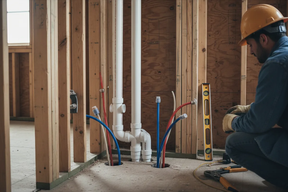 Drain and supply rough-in during Leak Detection in Slickville